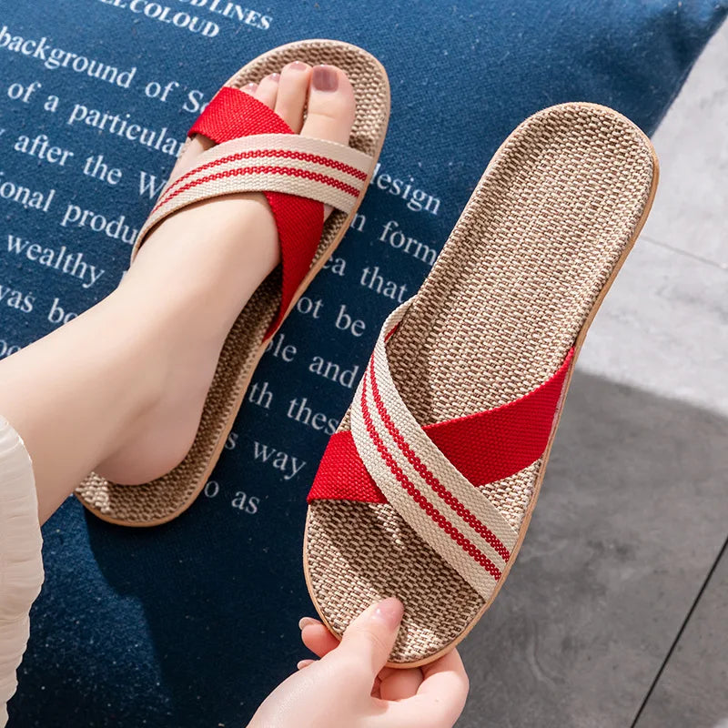 Men's Linen Slippers – Non-Slip Casual Indoor & Outdoor Slides