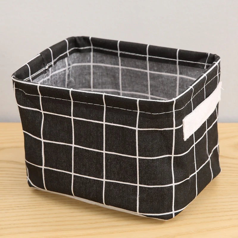 Random Cotton Hemp Storage Basket with Handheld Printed Tabletop, Miscellaneous Sorting Cabinet, Small Clothing, Fabric Storage Peaceful Pleasures Health and Wellness black