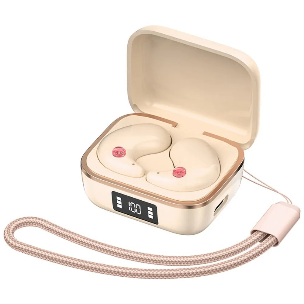 Practical Bluetooth 5.3 Bluetooth Earphones Noise Reduction Waterproof Wireless Headsets HiFi Stereo Earbuds Earphone for Home Peaceful Pleasures Health and Wellness Beige