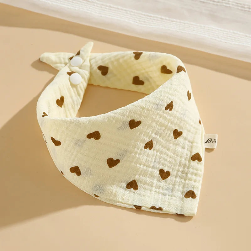 Baby Cotton Bib Burp Cloth | Soft Ruffle Cartoon Embroidery Snap