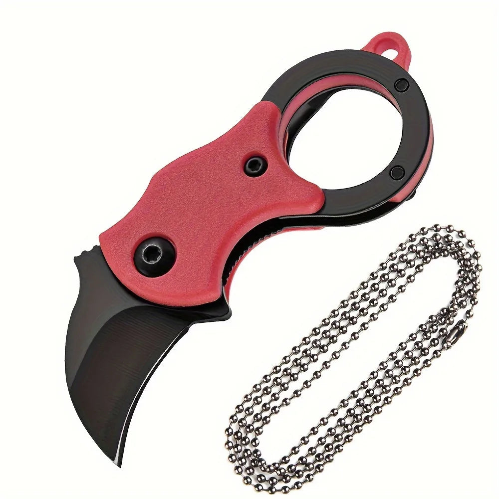 1pcs NEW Mini Keychain Pocket Knife Stainless Steel Camping Small Mini Portable Knife Peeler Fixed Blade Multi EDC Tool with Cha Peaceful Pleasures Health and Wellness red