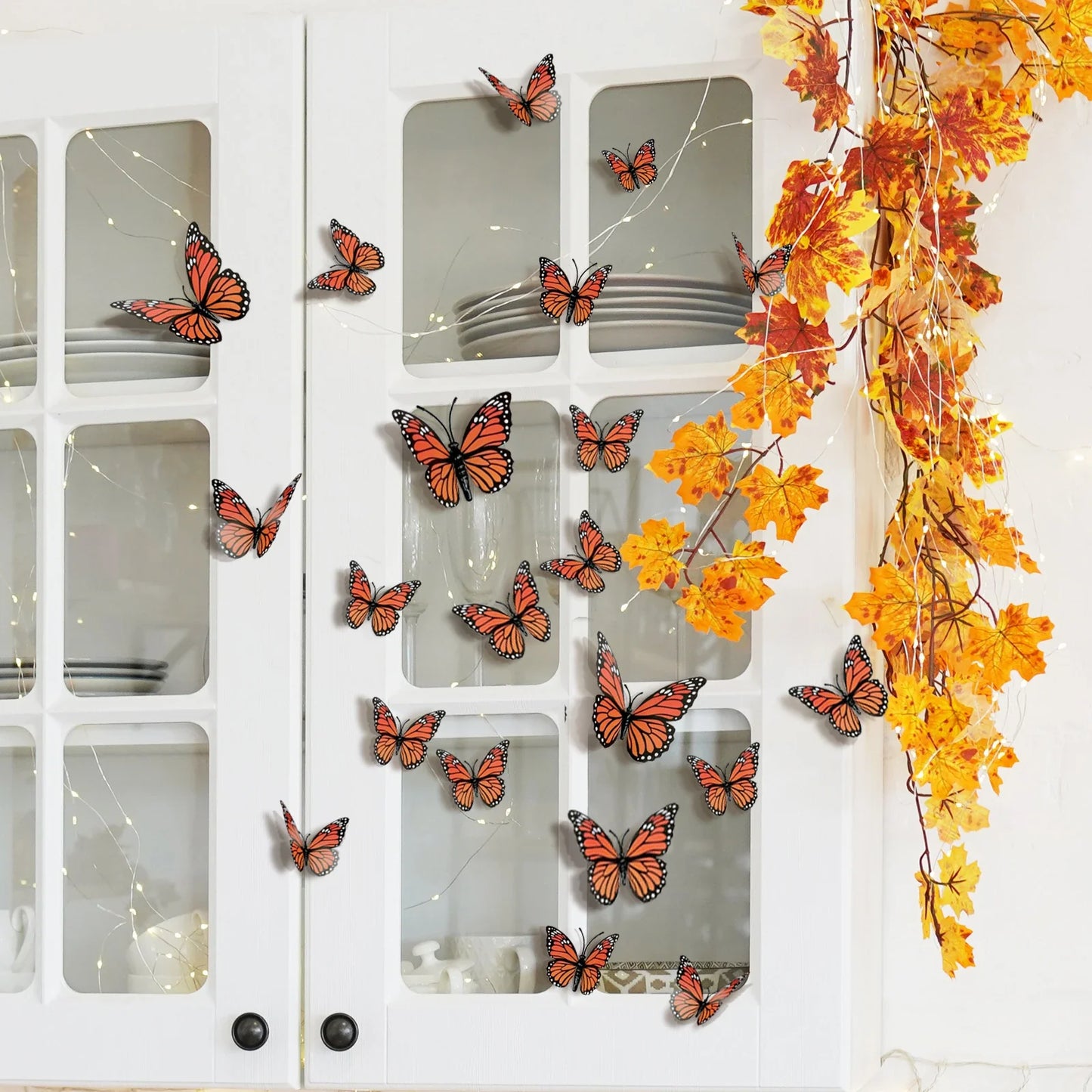 12-Pack 3D Butterfly Wall Stickers – Orange & Black Decals