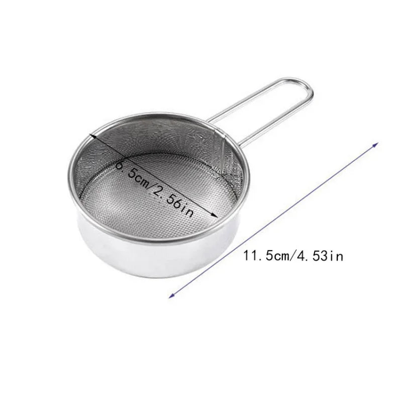 304 Stainless Steel Mini Sugar Powder Sieve Kitchen Baking Tools 40-mesh Filter Screen Cocoa Powder Spreader Baking Flour Sieve Peaceful Pleasures Health and Wellness