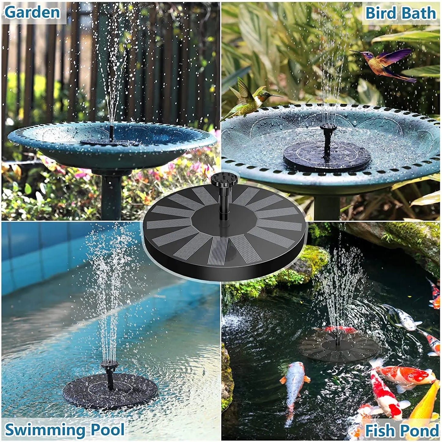 Solar Floating Fountain Pump – 2.5W, 6 Nozzles, Bird Bath & Pond