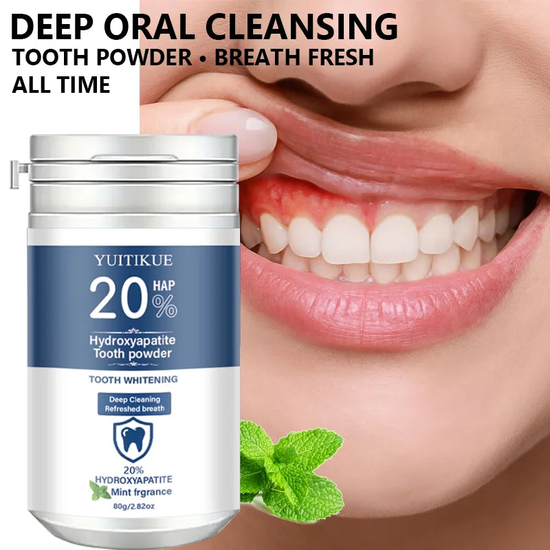 Yuitikue 20% Hydroxyapatite Tooth Powder, Mint Fragrance Teeth Whitening Powder for Deep Cleaning & Refreshing Breath, 80g Peaceful Pleasures Health and Wellness