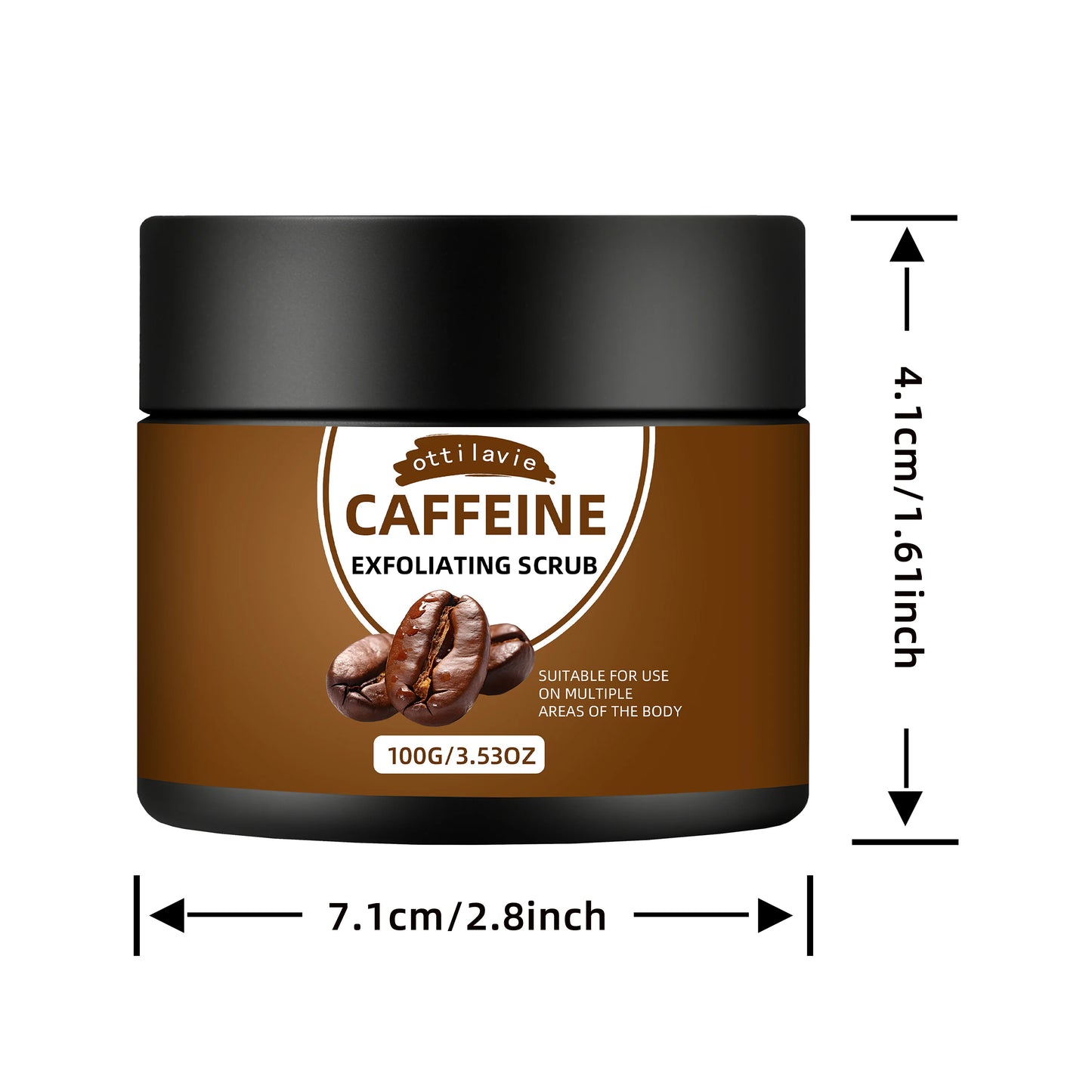 Ottilavie Caffeine Exfoliating Scrub, Gentle Exfoliating Deep Cleansing For Hands, Feet & Body, Daily Skincare Routine Peaceful Pleasures Health and Wellness 100g