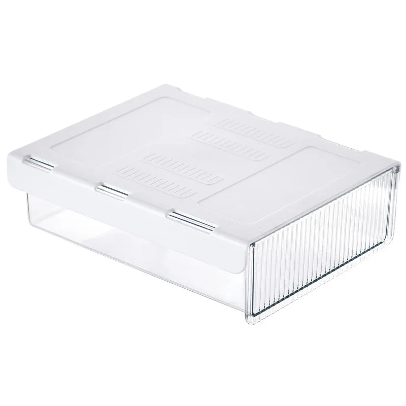 Under Desk No Drill Drawer Organizer Hidden Pen Holder Office Storage Box Student Desk Stationery Peaceful Pleasures Health and Wellness Transparent 21x17x5.7cm