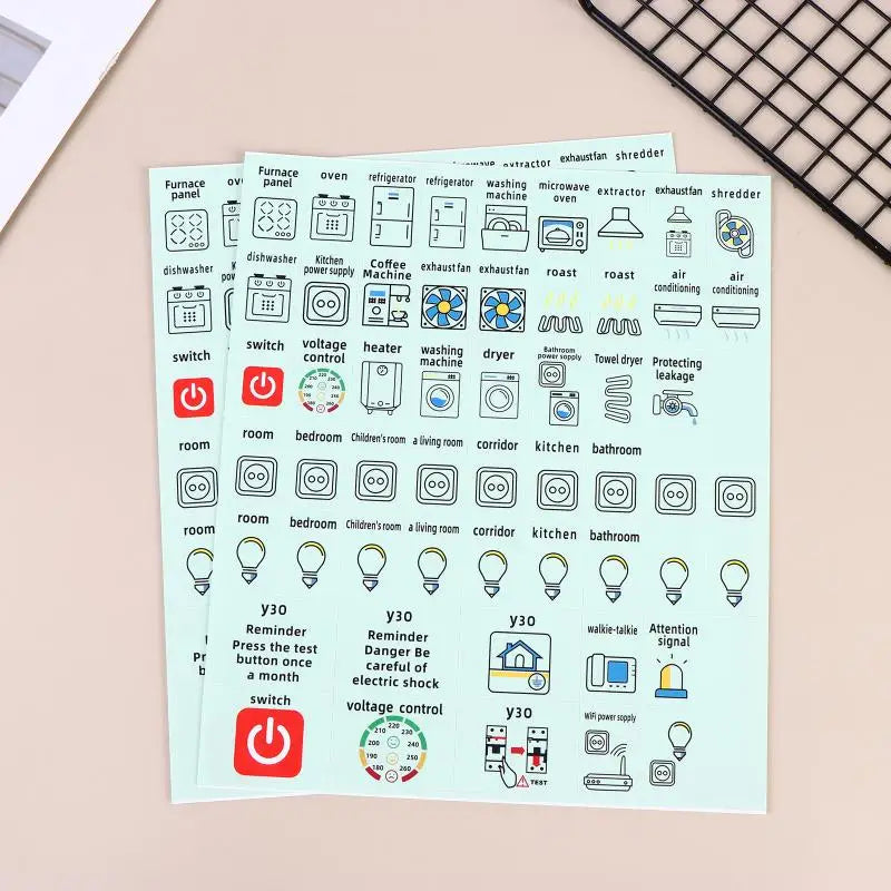 2/5Sheets Electric Circuit Breaker Panel Label Decorative Sticker Self-adhesive Waterproof English Version Electric Box Peaceful Pleasures Health and Wellness green 2sheets as pic