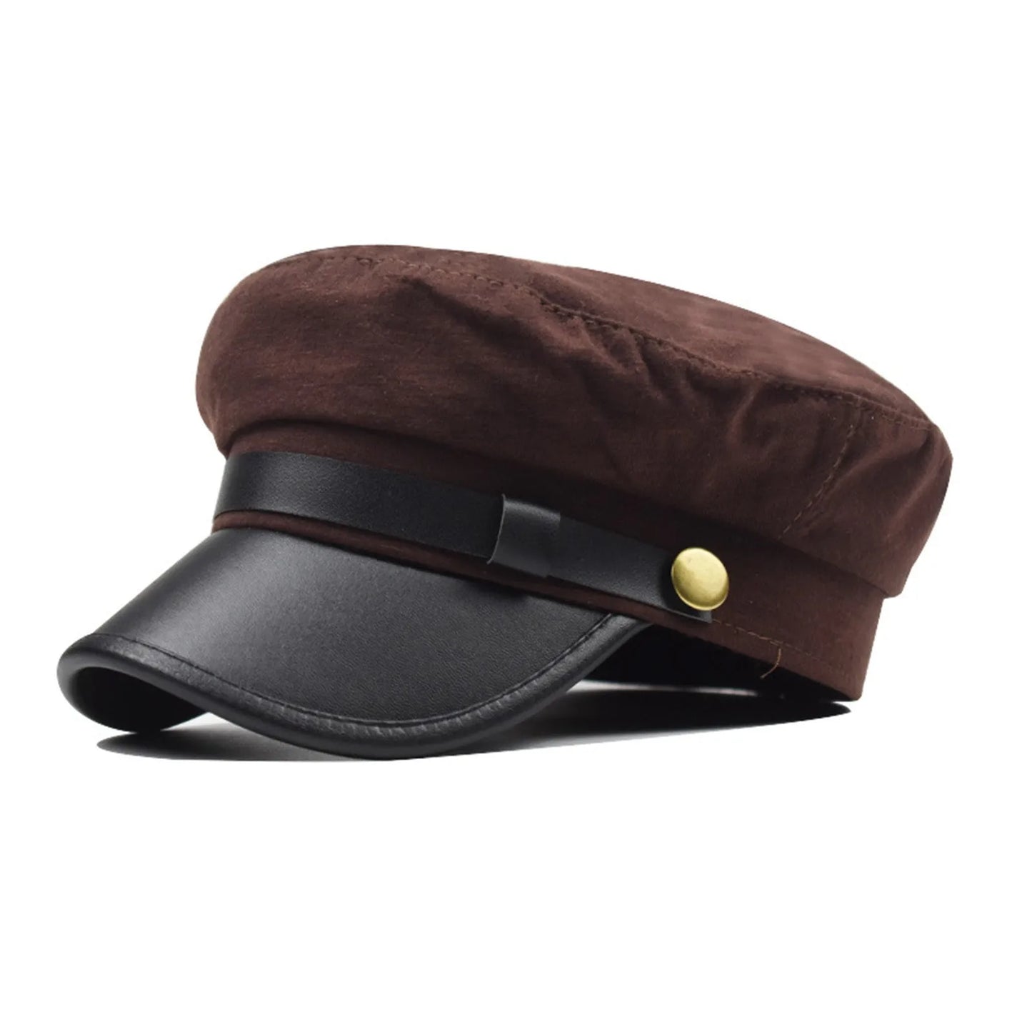 Unisex Cycling Caps PU Leather Hat Autumn Sailor Hat for Women Men Men Black Female Travel Student Hat Captain Hat Flat Top Peaceful Pleasures Health and Wellness Coffee