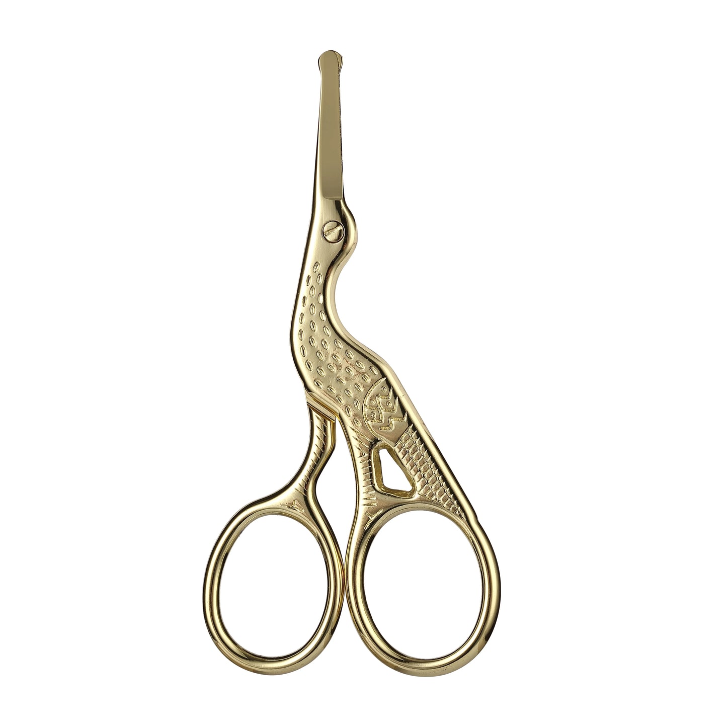 Round Head Stainless Steel Nose Hair Scissors Stork Type BeautyScissors For Eyebrows Nose Hair Beard Ear Hair Eyebrow Scissors Peaceful Pleasures Health and Wellness Gold