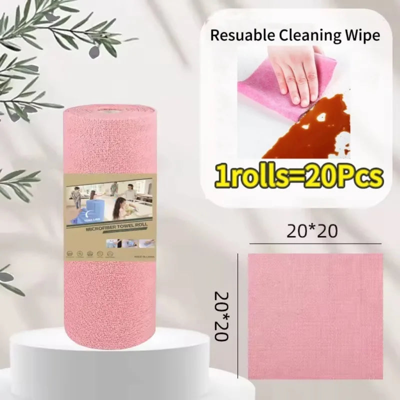 Reusable Microfiber Cleaning Cloth Roll – 20 Sheet Paper Towel Replacement