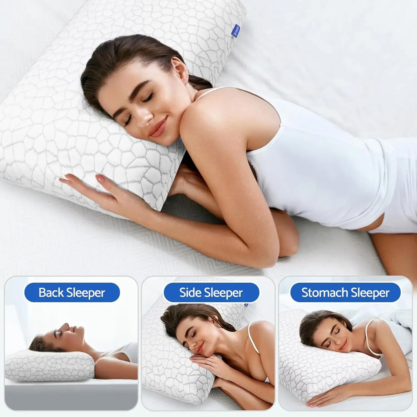 Memory Foam Pillow with Removable Washable Cover, Supports All Sleep Positions, Standard Size (1 Pack) Peaceful Pleasures Health and Wellness