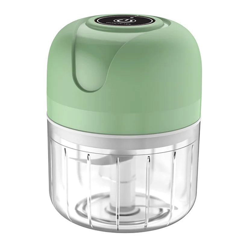 Mini Electric Garlic Chopper USB Garlic Masher Meat Grinder Ginger Vegetable Crusher Sturdy Durable Kitchenware Peaceful Pleasures Health and Wellness 250ml Green