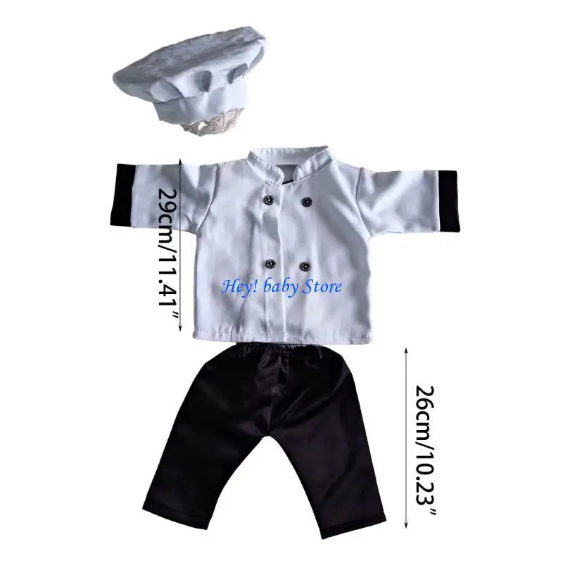 3-Piece Newborn Baby Chef Cook Costume Photo Outfit 0-2M