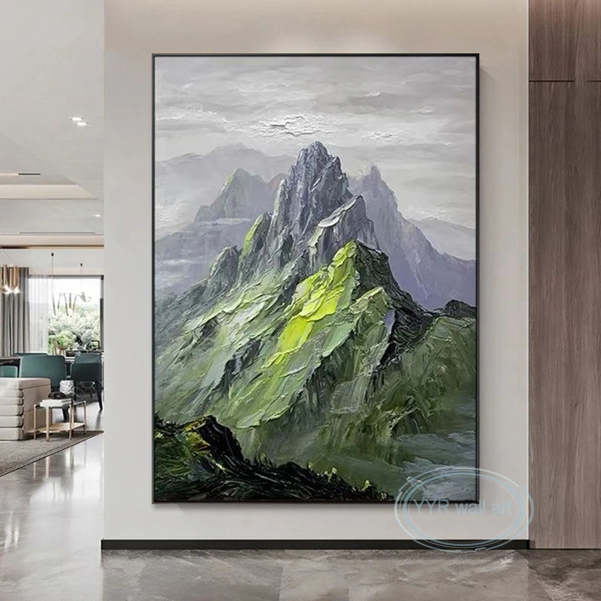 Custom Canvas Mural Abstract Mountain Decoration Picture Handmade Oil Painting Wall Poster Living Room Bedroom Porch Restaurant Peaceful Pleasures Health and Wellness