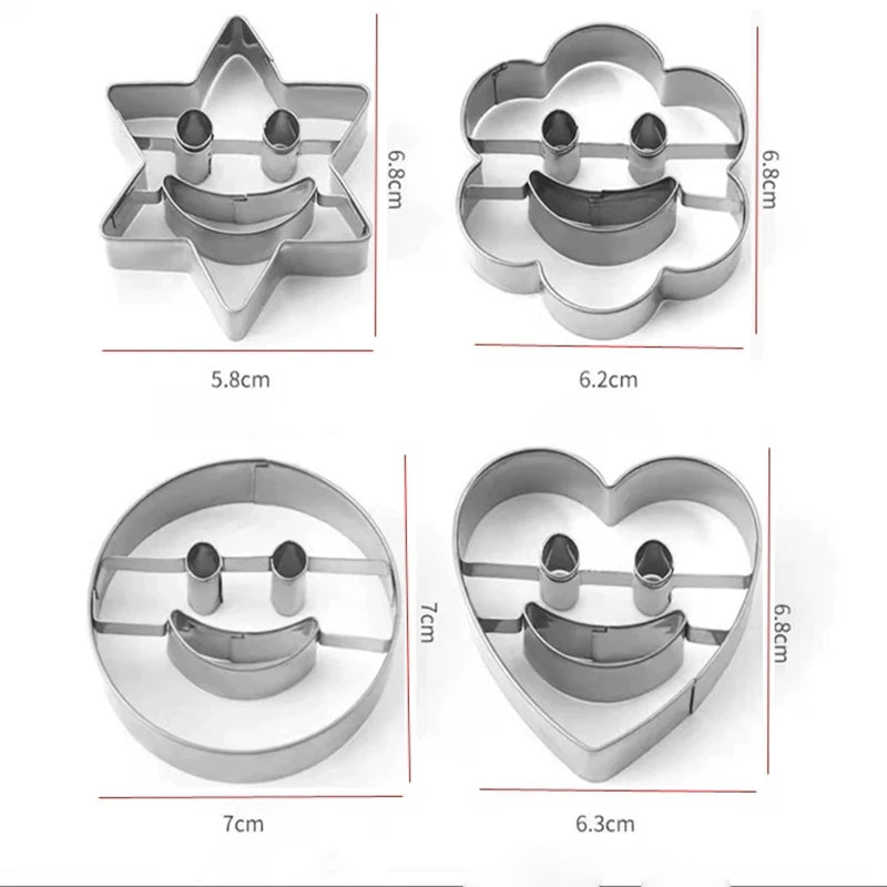 4-Piece Smiling Face Cookie Cutters | Stainless Steel Baking Set