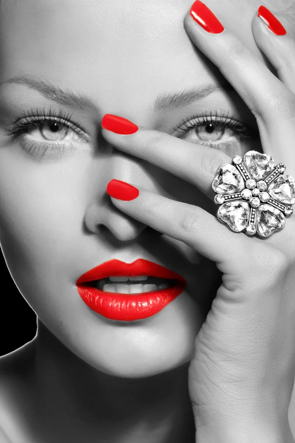 Red Lips Makeup Women Canvas Wall Art | Modern Fashion Print