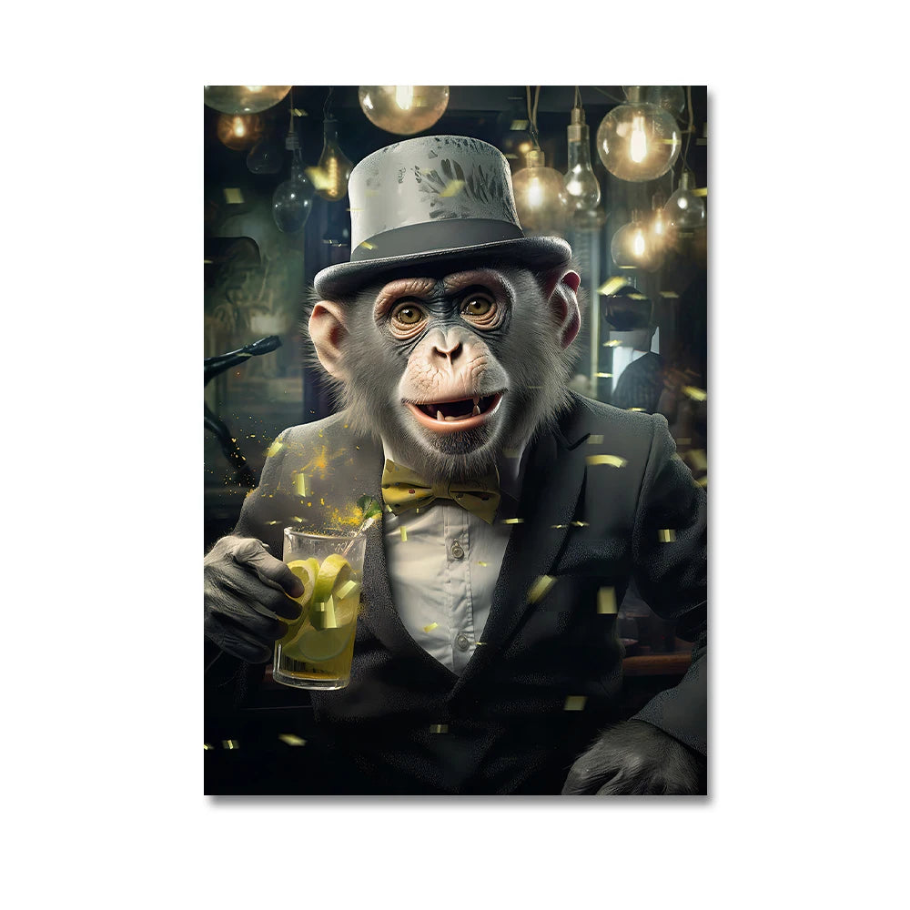Nordic Gorilla Suit Abstract Canvas Wall Art | Modern Decor