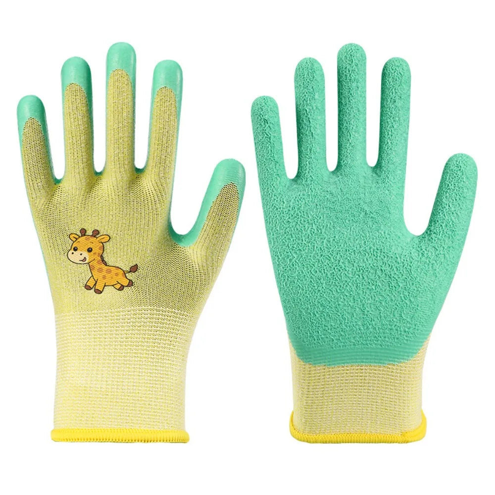 Waterproof Kids Beach Gloves Non-Slip Cartoon Animal Pattern Children Protective Glove Breathable Wear Resistant Work Gloves Peaceful Pleasures Health and Wellness Yellow 20cm-7.87in