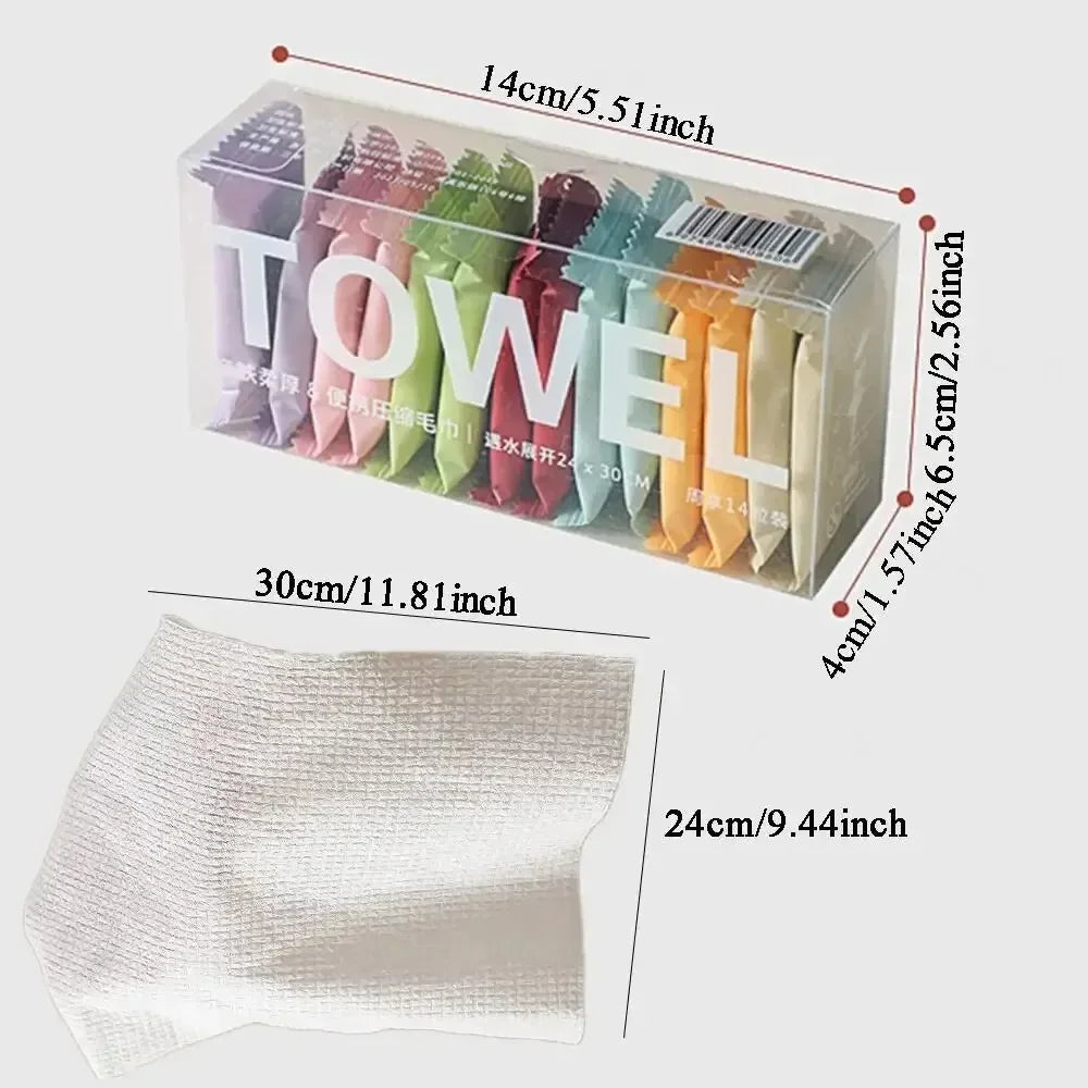 14-Pack Disposable Compressed Travel Towels for Face & Body Disposable Compressed Towel Peaceful Pleasures Health and Wellness