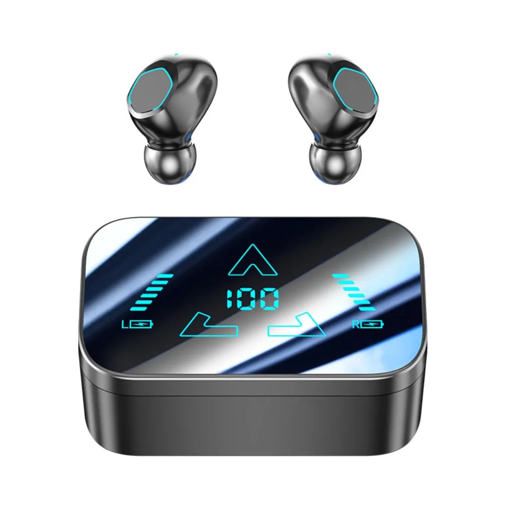LED Display Wireless Bluetooth Earphones Noise Reduction Low Latency Bluetooth Headset TWS Bass Bluetooth Headphone Sports Peaceful Pleasures Health and Wellness Black