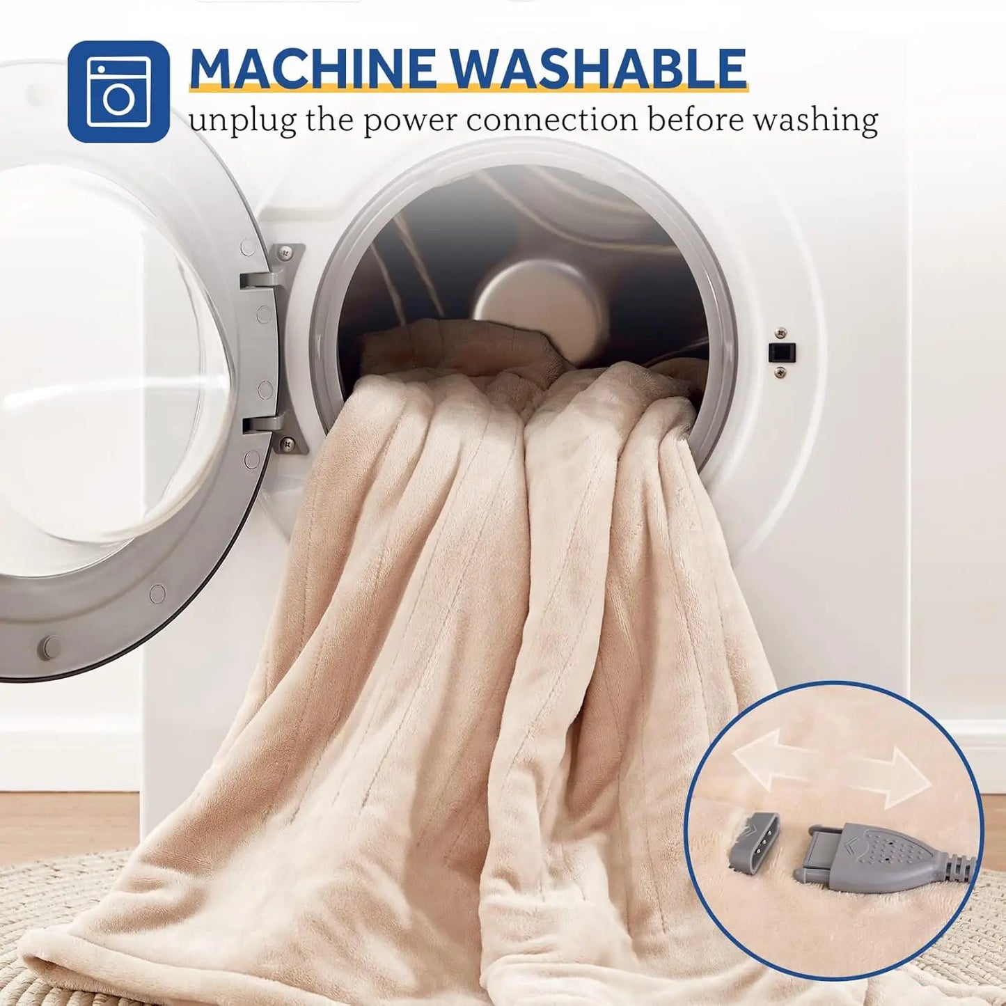 Twin Electric Heated Blanket 62x84" – 10 Levels, ETL/FCC, Flannel, Beige Peaceful Pleasures Health and Wellness