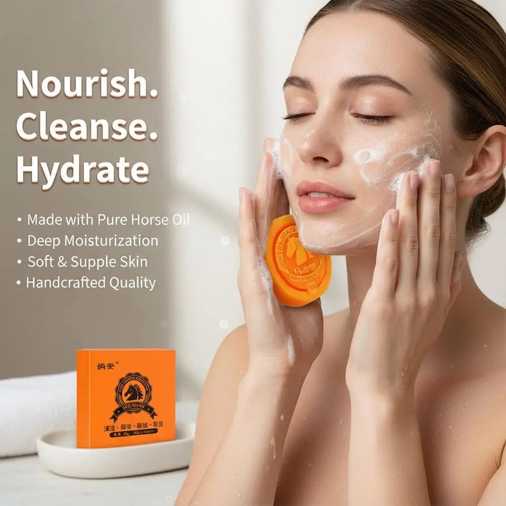 Horse oil soap For Face Facial and Body Moisturizing Cleansing Handmade Soap Bar Peaceful Pleasures Health and Wellness