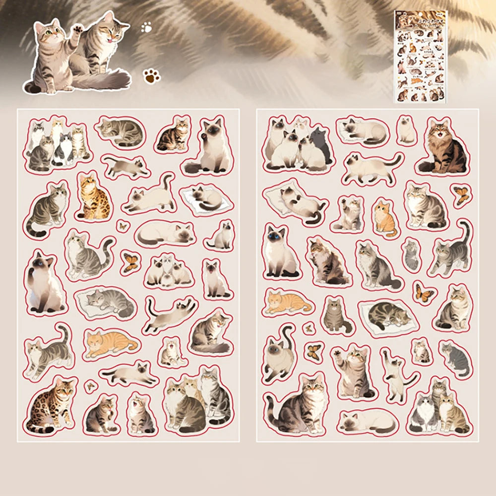 Pet Stickers Cute Cat Life Theme Landscape Decoration Booklet