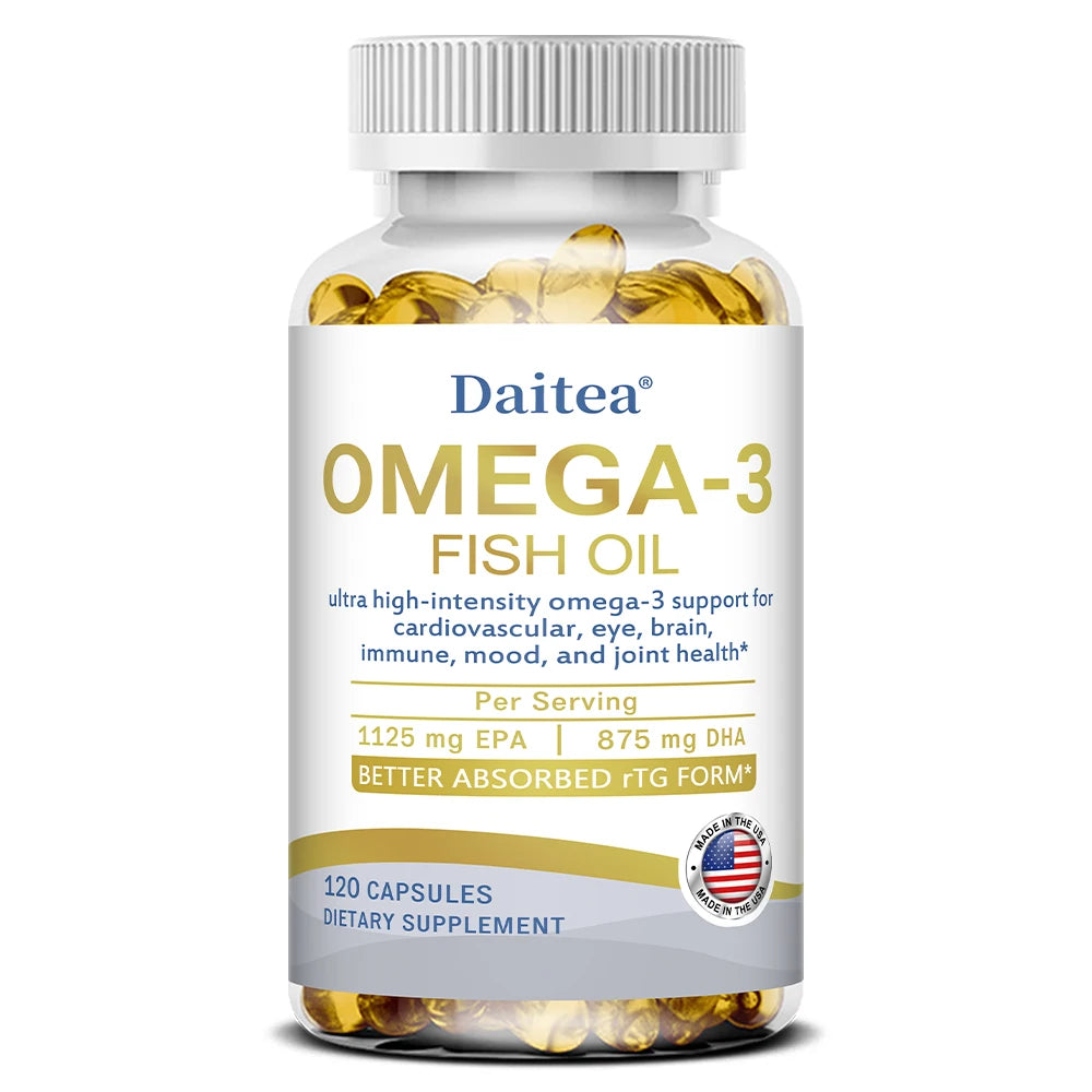 OMEGA-3 Fish Oil Capsules, Ultra-High Strength Omega-3s, Support Cardiovascular, Eye, Brain, Immune, Mood, and Joint Health Peaceful Pleasures Health and Wellness 120 count-1 bottle