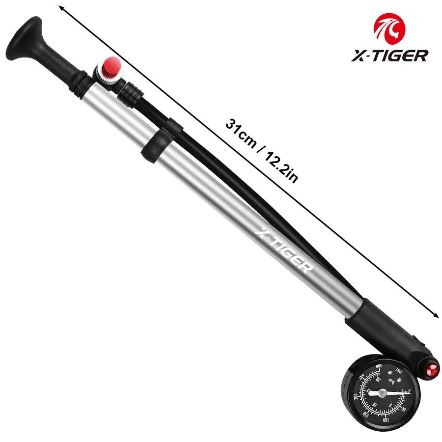 X-TIGER 300PSI Portable Bike Pump with Pressure Gauge | AV/FV
