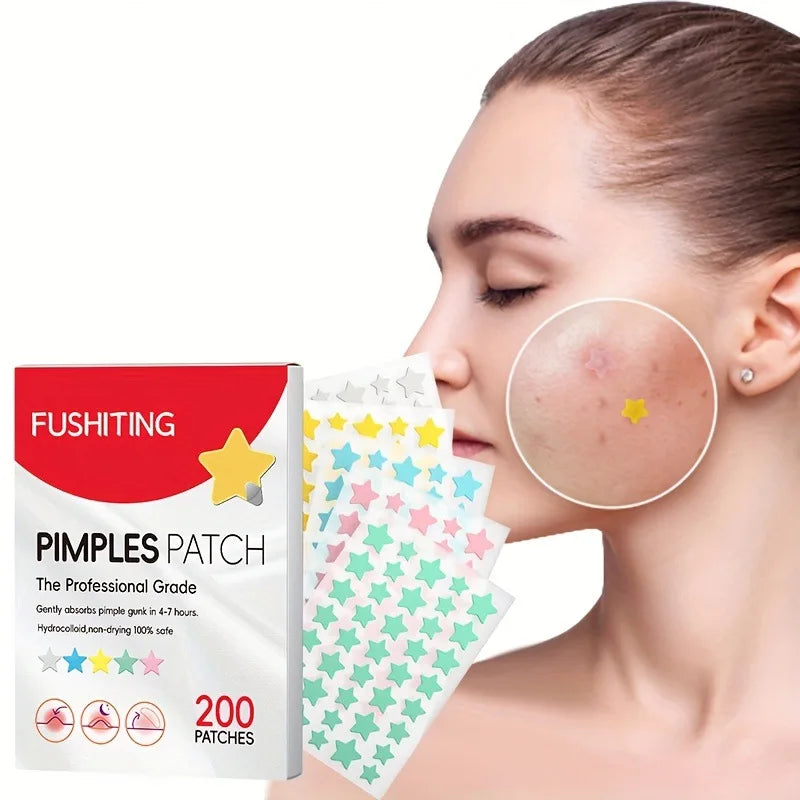 200pcs Star Acne Patch Facial Skin Care Fade Blemishes Pimple Marks Closed Acne Blemishes Cover Acne Pimple Repair Patch Peaceful Pleasures Health and Wellness