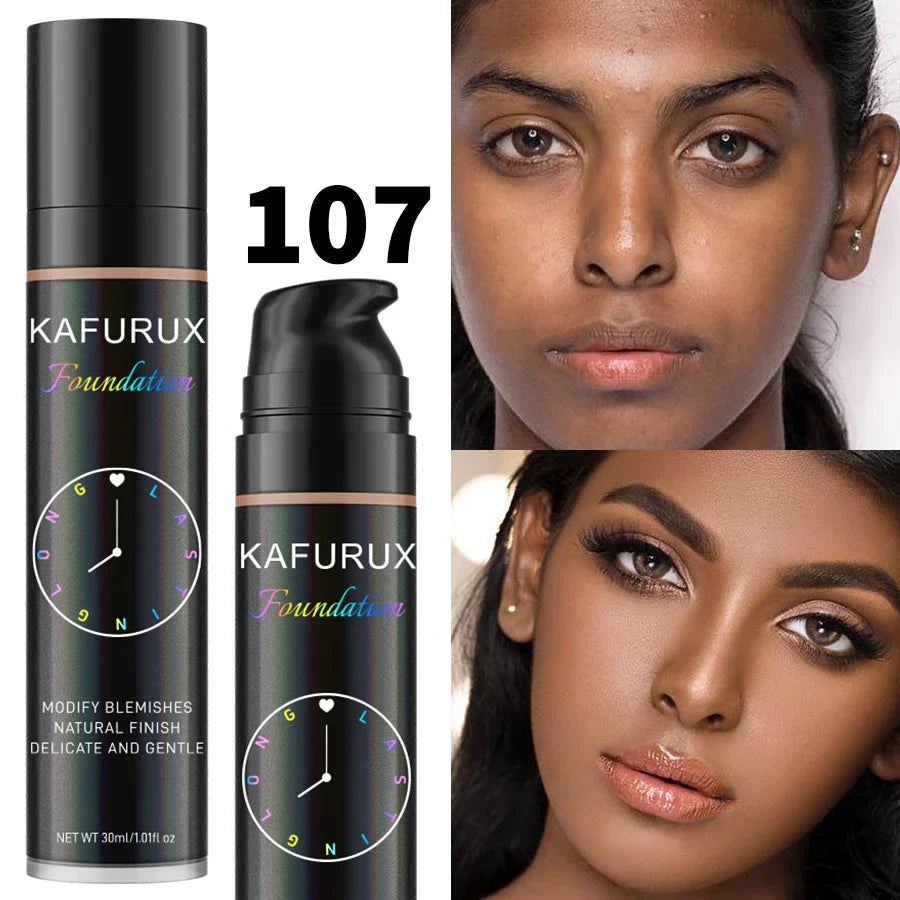 KAFURUX 8-Shade Liquid Foundation – Waterproof Full Coverage
