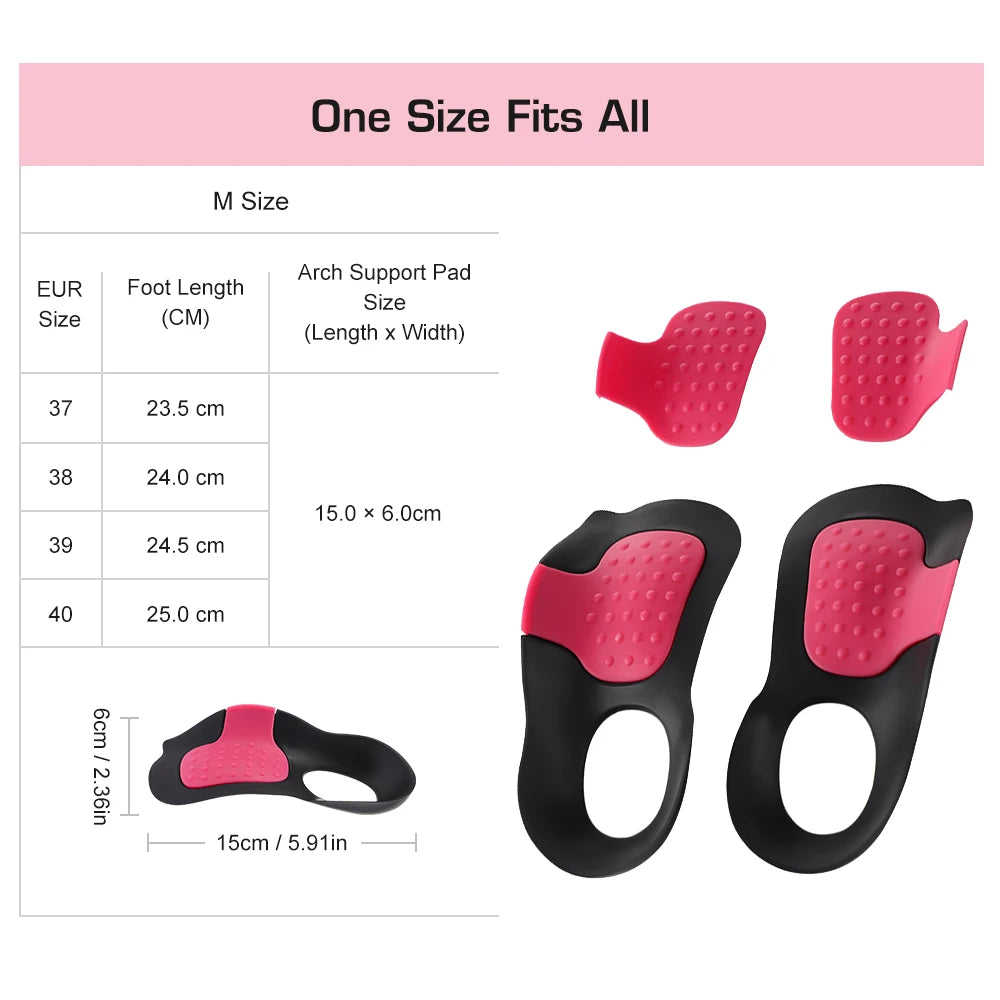 1 Pair Arch Support Foot Pads for Flat Feet Fallen Arches Non-Slip High Arch Support Shoes Inserts Plantar Fasciitis Relief Peaceful Pleasures Health and Wellness M SIZE