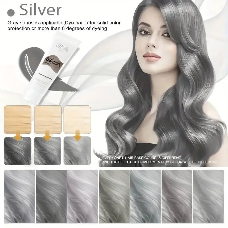 Unisex Hair Color Wax & Dye Shampoo – No Damage, Quick Coloring, Long-Lasting 100ml Peaceful Pleasures Health and Wellness Silver white