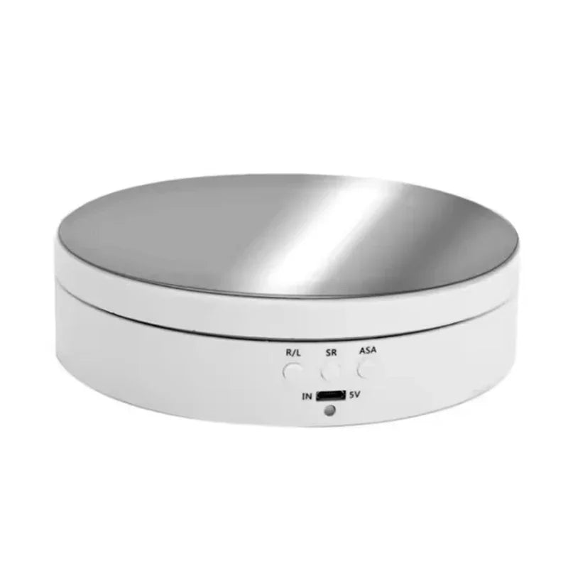 Motorised Rotating Mirror Display Stand,360 Degree Turntable, Jewellery Holder,USB Power Supply, Rotating Shooting, Three Speeds Peaceful Pleasures Health and Wellness 138 White Mirror