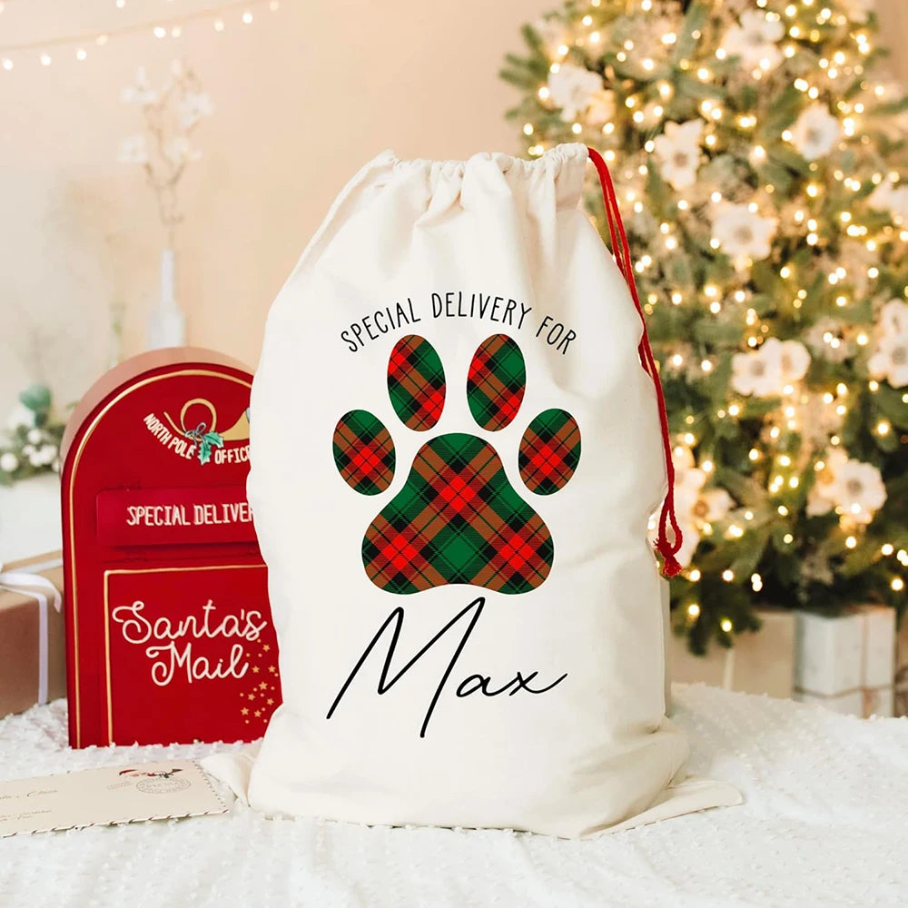 Personalized Pet Christmas Stocking Sack | Dog & Cat Gift Bag