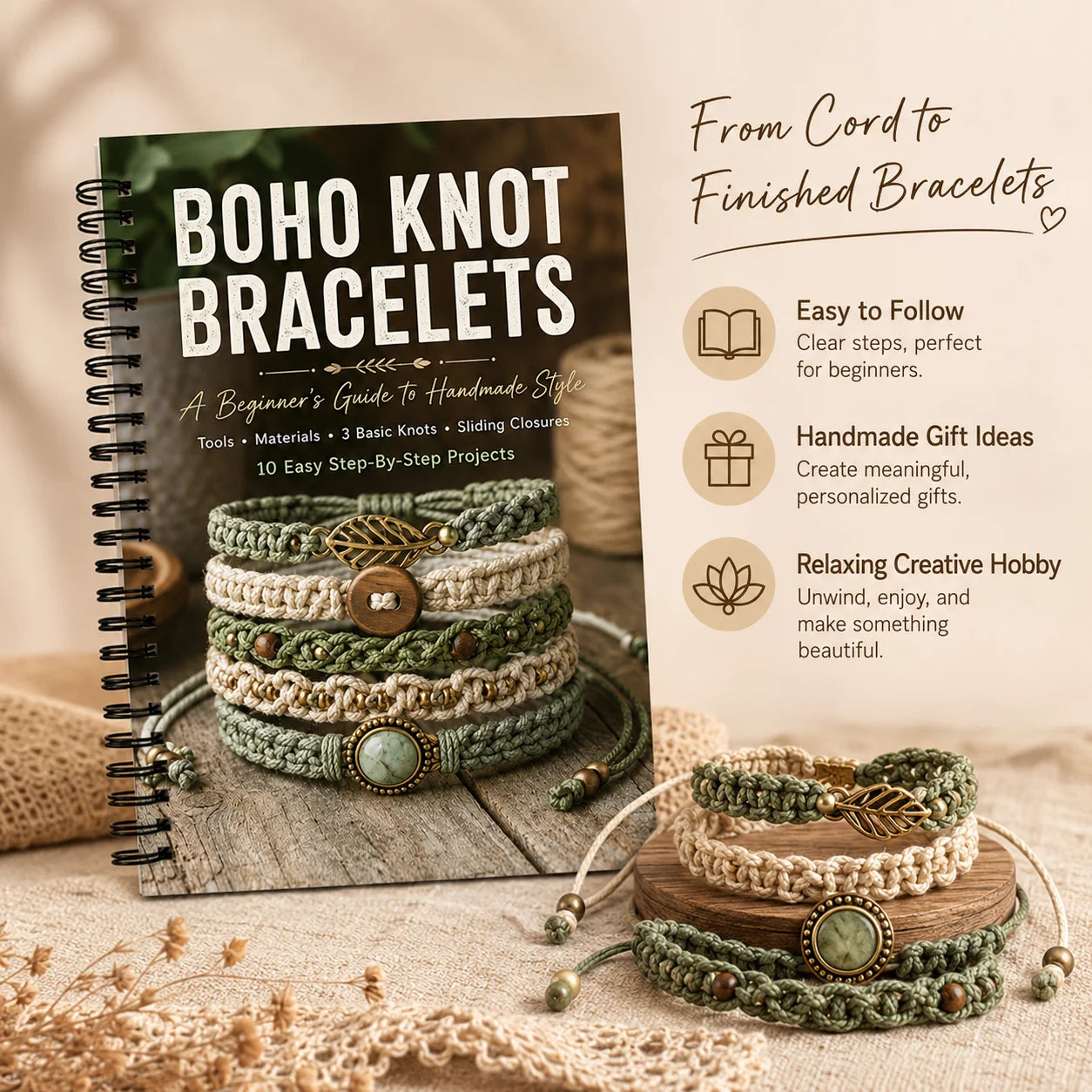 Boho Knot Bracelets Guide Handmade Bracelet Making Book Beginner