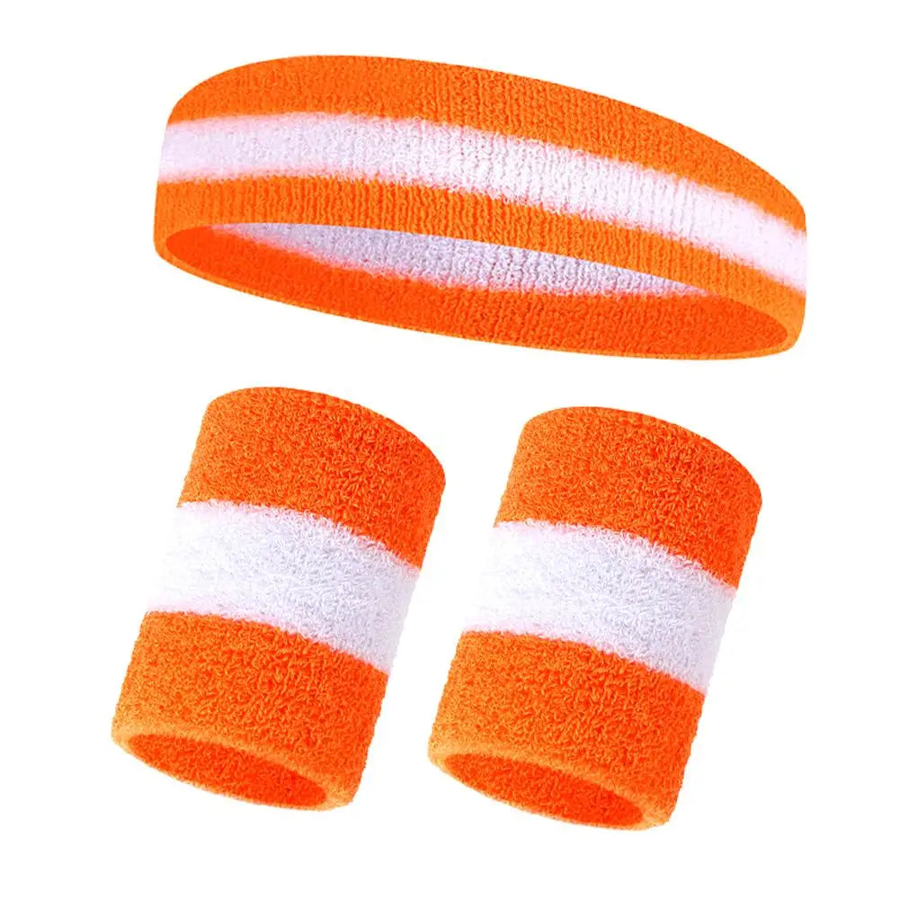 Cotton Sports Headband & Wristband Set | Moisture Wicking