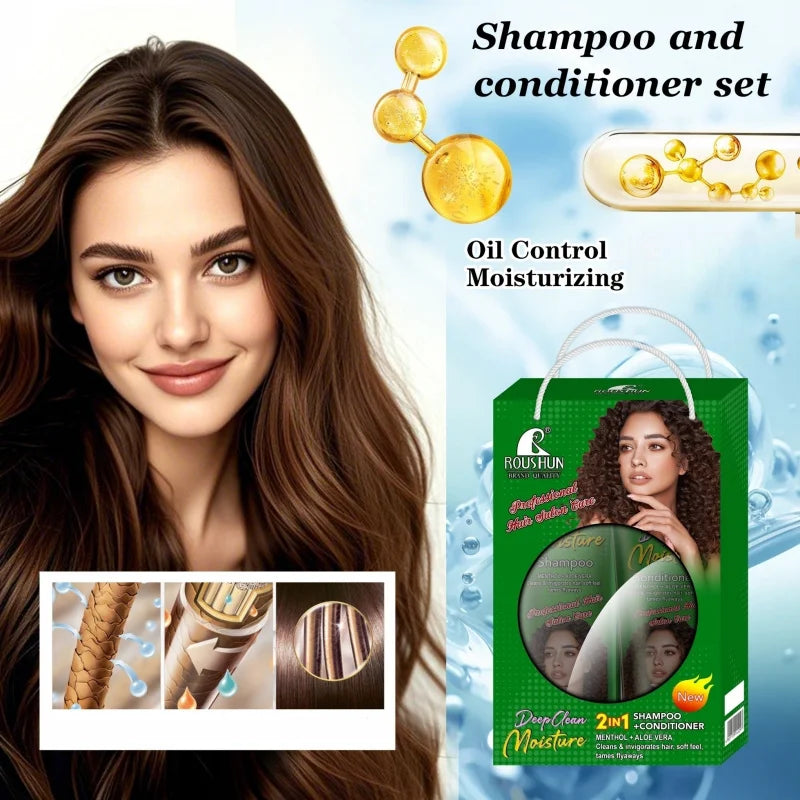 MENTHOL+ALOE Shampoo + Olive Conditioner Set Scalp cleansing, hair nourishing, smooth and fragrant shampoo and conditioner set Peaceful Pleasures Health and Wellness