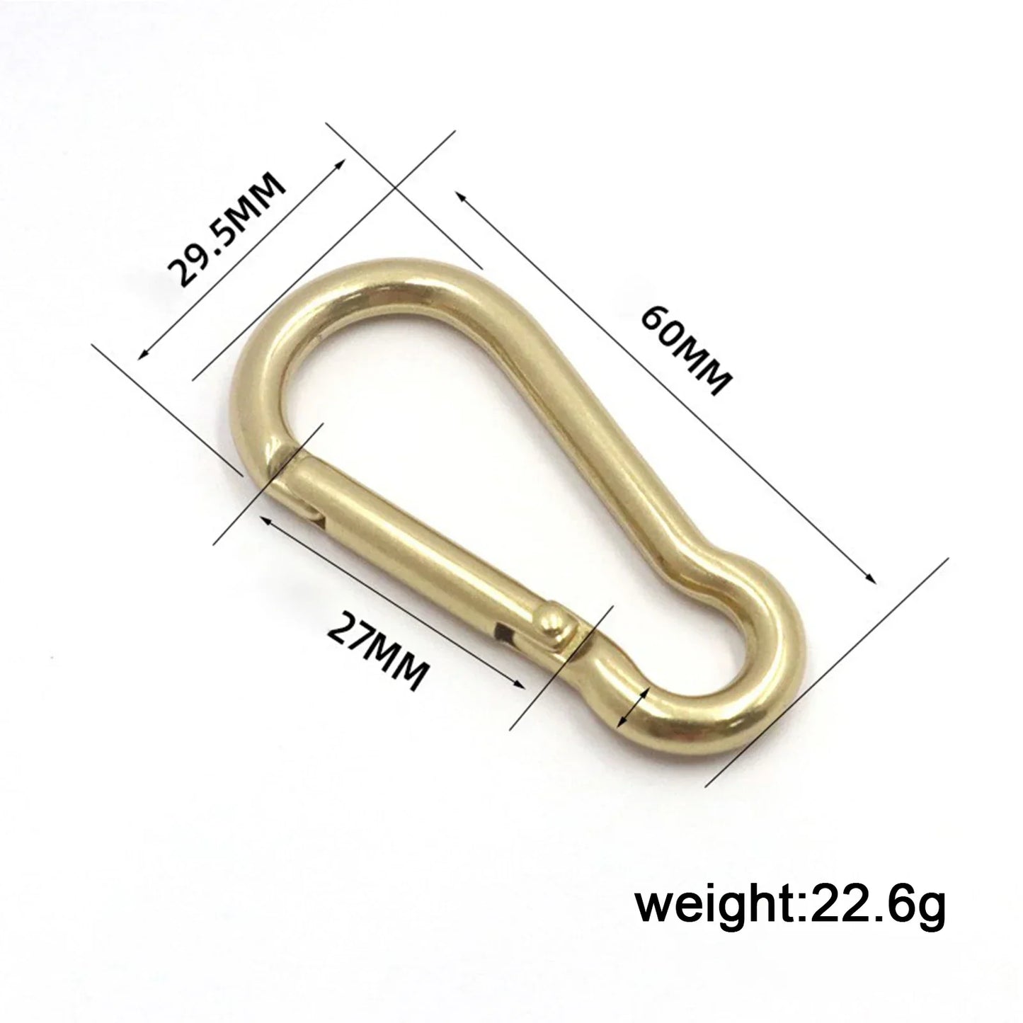 Solid Brass 60mm D-Ring Spring Snap Carabiner Keychain Clip