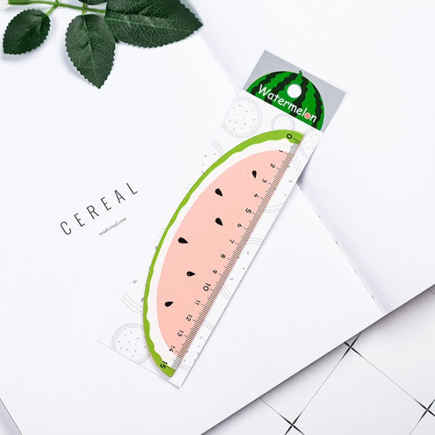 Kawaii Fruit Wooden Ruler 15cm – Cute Cartoon Stationery Gift