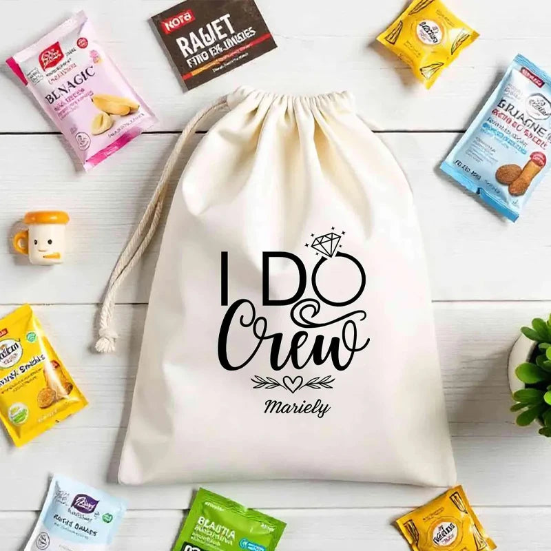 Personalized "I Do Crew" Drawstring Bags | 5-Pack Bridal Party