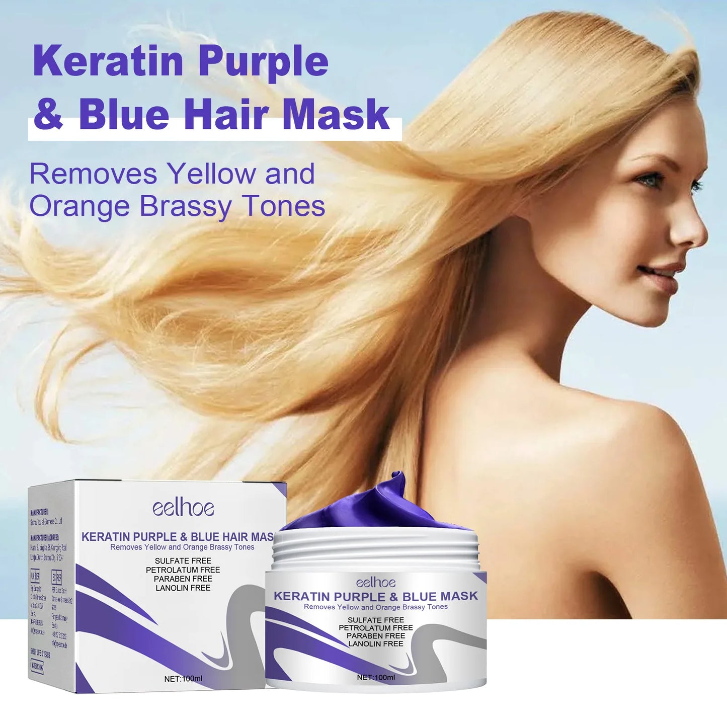 EELHOE Keratin Purple Hair Mask – Smoothing Frizz Treatment 100ml