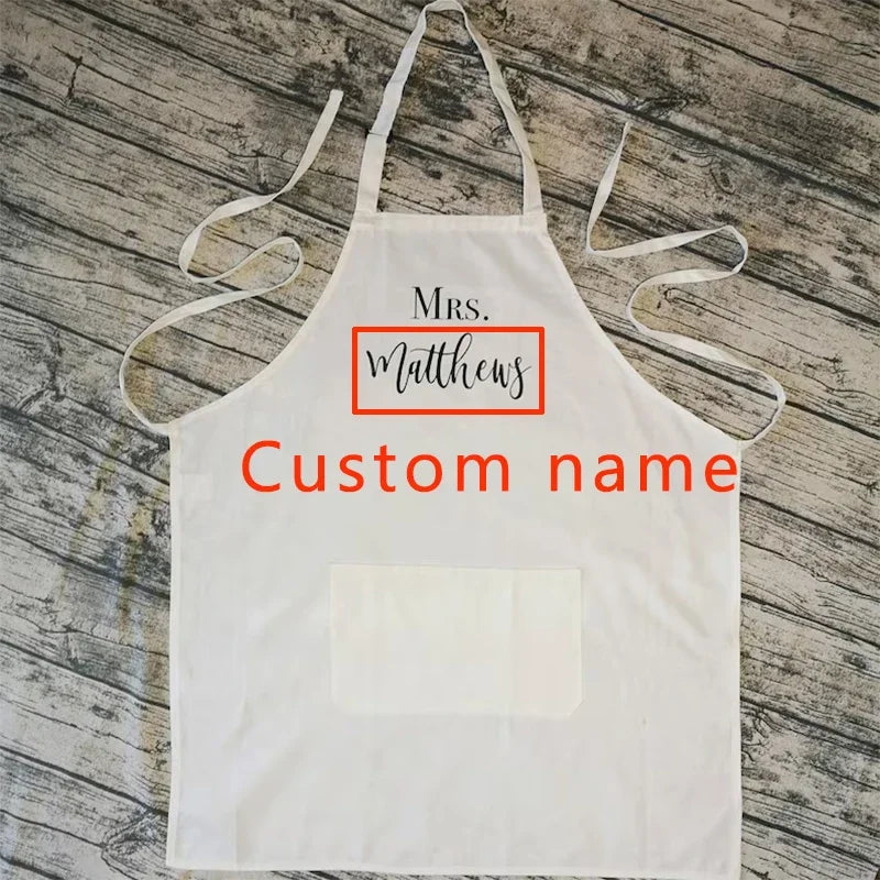 Personalized Mr & Mrs Couple Apron | Wedding & Newlywed Gift Personalized Couple Apron Peaceful Pleasures Health and Wellness white Custom name
