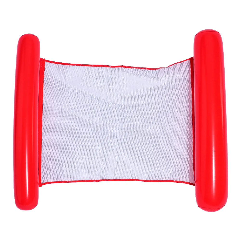 Summer Inflatable Foldable Floating Row Swimming Pool Water Hammock Air Mattresses Bed Beach Water Sports Lounge Chair Float Peaceful Pleasures Health and Wellness Red
