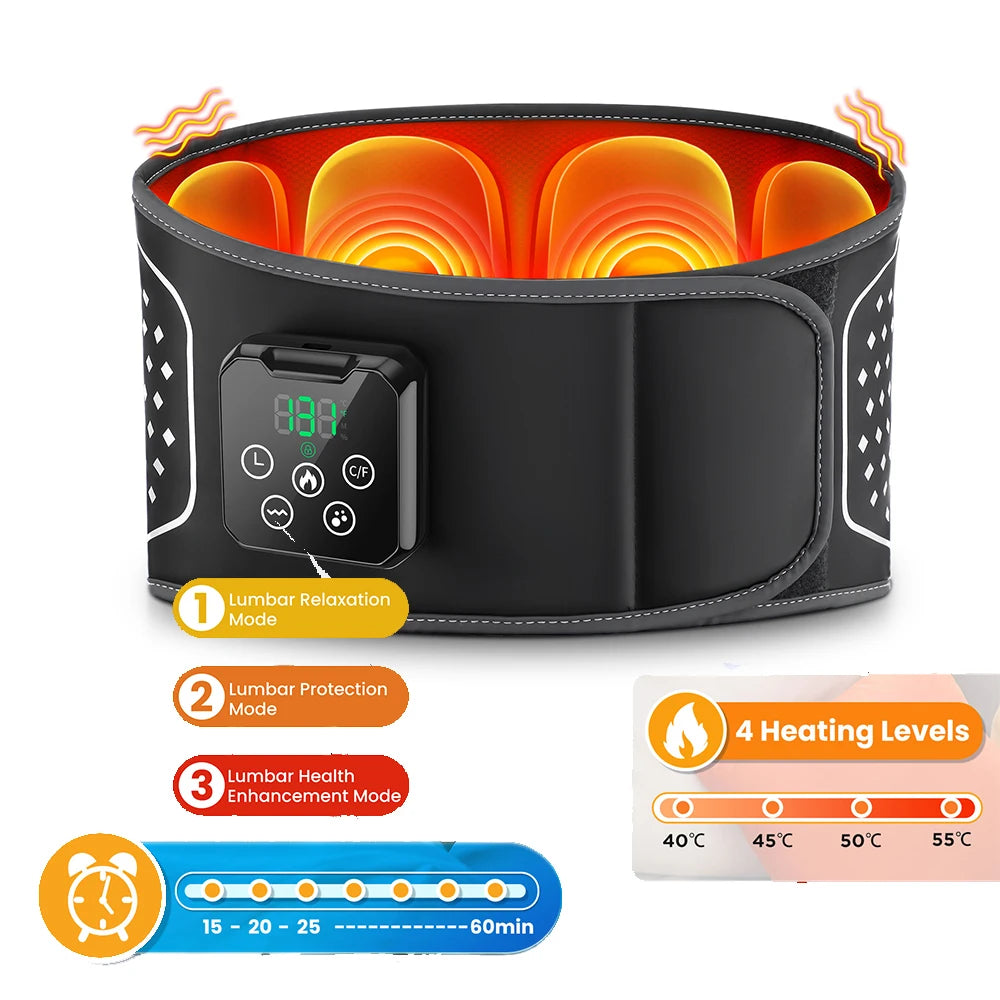 Cordless Vibration Waist Massager 660nm 850nm Infrared Light LED Pad Electric Back Shoulder Strap Muscle Relax Knee Brace Belt Peaceful Pleasures Health and Wellness Waist Massager