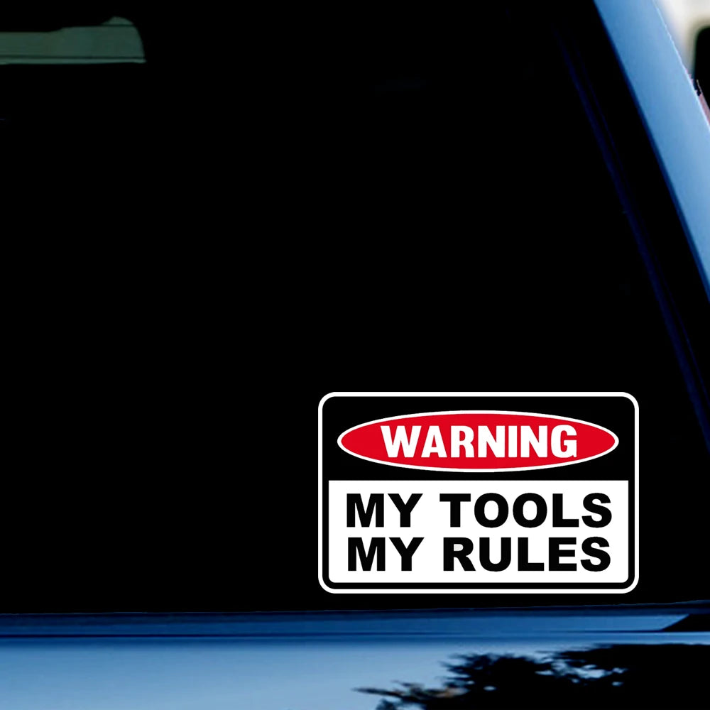 2pcs 110mm My Tools, My Rules Toolbox Warning Funny Sticker Decal Peaceful Pleasures Health and Wellness
