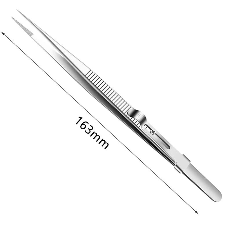 Stainless Steel Tweezers Adjustable Slide lock Antistatic Tweezers Jewelry Making Tool For Electronic Component Repair Tools Peaceful Pleasures Health and Wellness straight