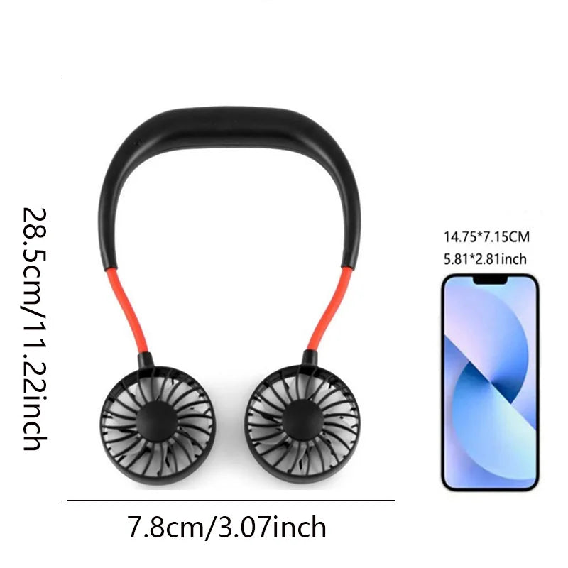 Mini neck cooling fan for outdoor sports, personal fan, mini portable neck-mounted hands-free quiet neck fan, USB charging Peaceful Pleasures Health and Wellness