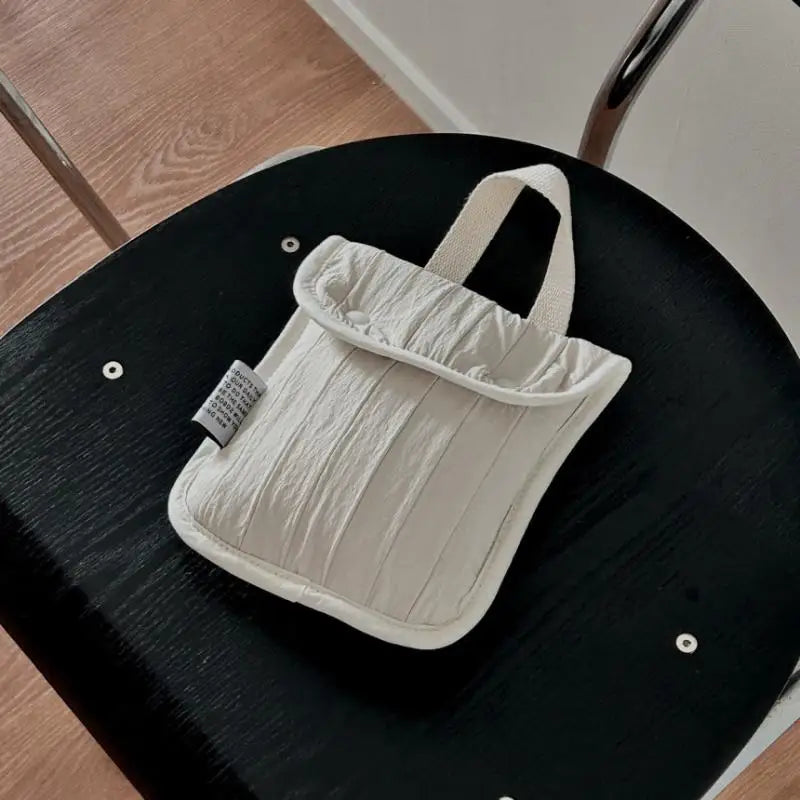 Quilted Nylon Mini Handbag – Snap Button Pouch for Women